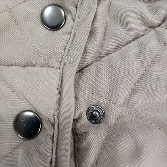 Women Within Quilted Jacket Barn Coat Snaps Down Tan/Red Diamond Quilt Size 1X - Picture 5 of 7